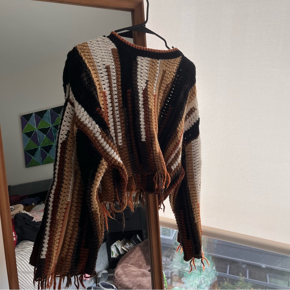 ZARA multicolored fringe sweater